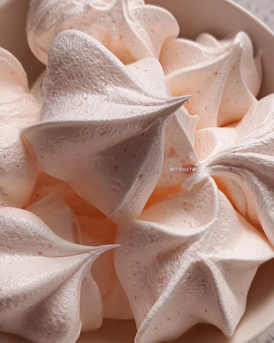 Light and fluffy meringues arranged on a plate.