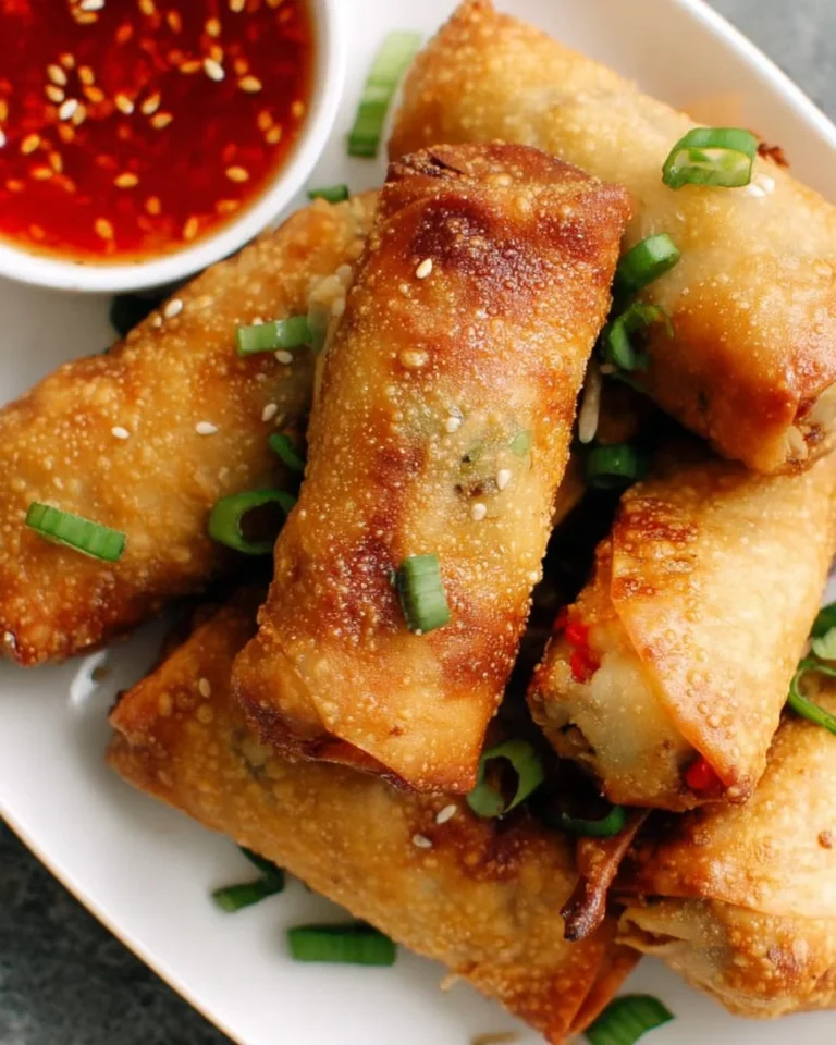 Crispy air fryer egg rolls served with dipping sauce