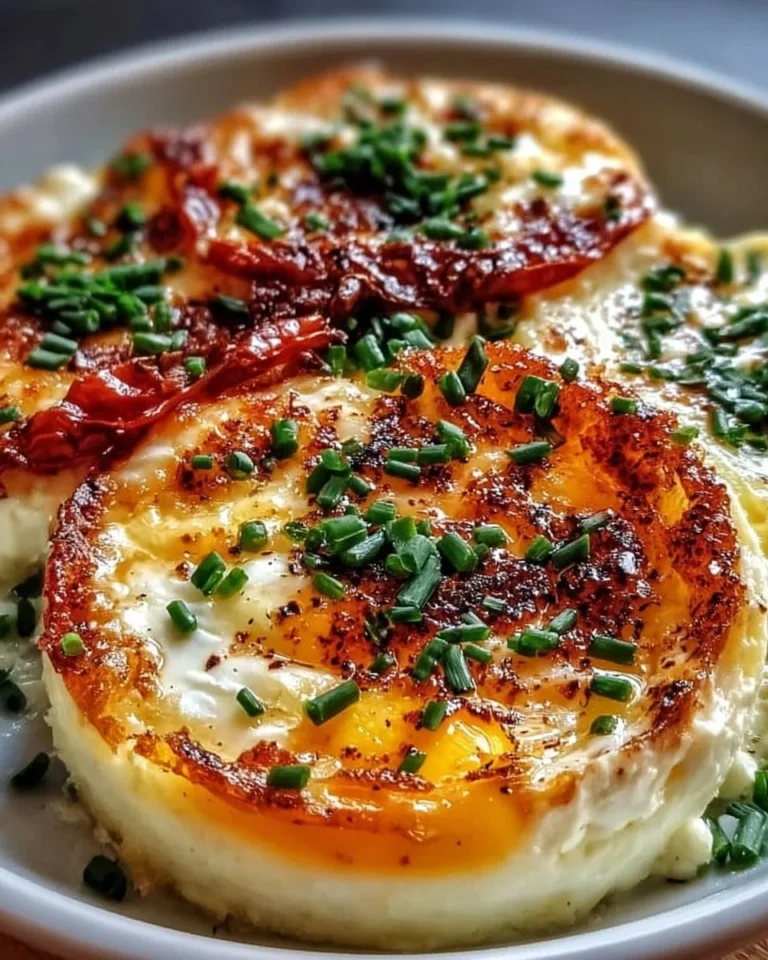 Delicious baked cottage cheese eggs served in a dish.