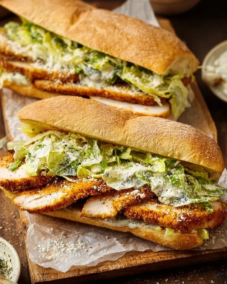 Delicious Chicken Caesar Sandwich with lettuce, chicken, and Caesar dressing