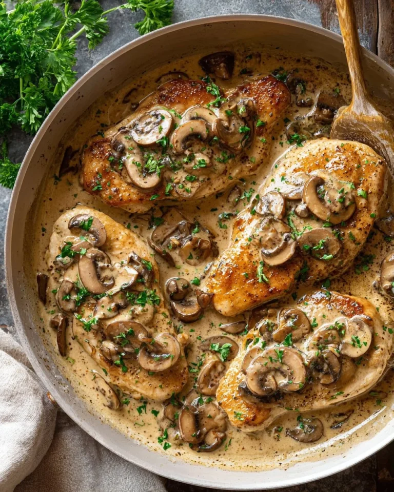 Creamy Chicken Marsala dish with tender chicken and rich mushroom sauce