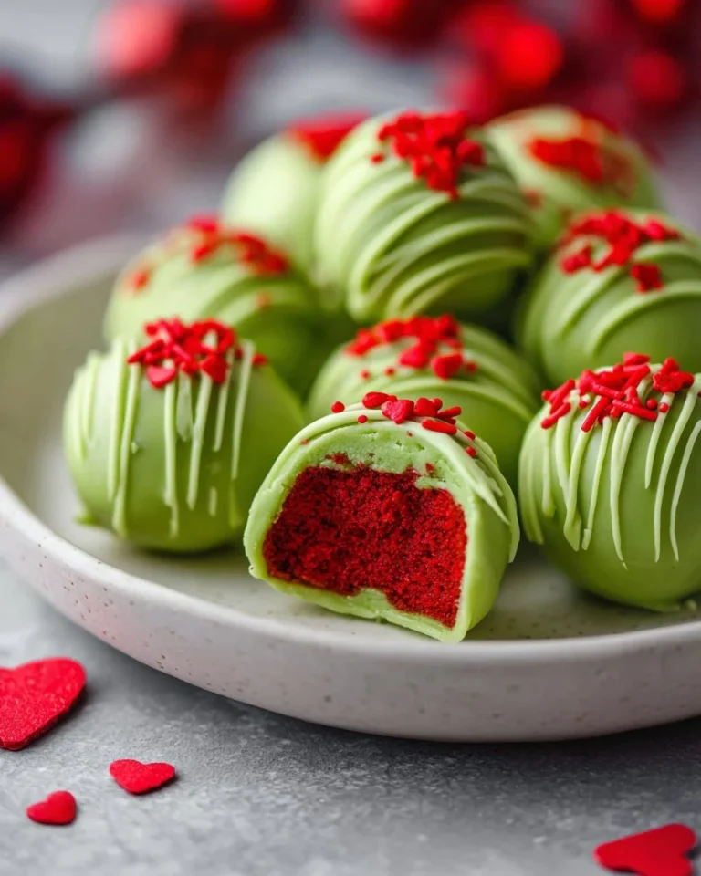 Delicious Grinch Oreo Balls decorated for the holiday season