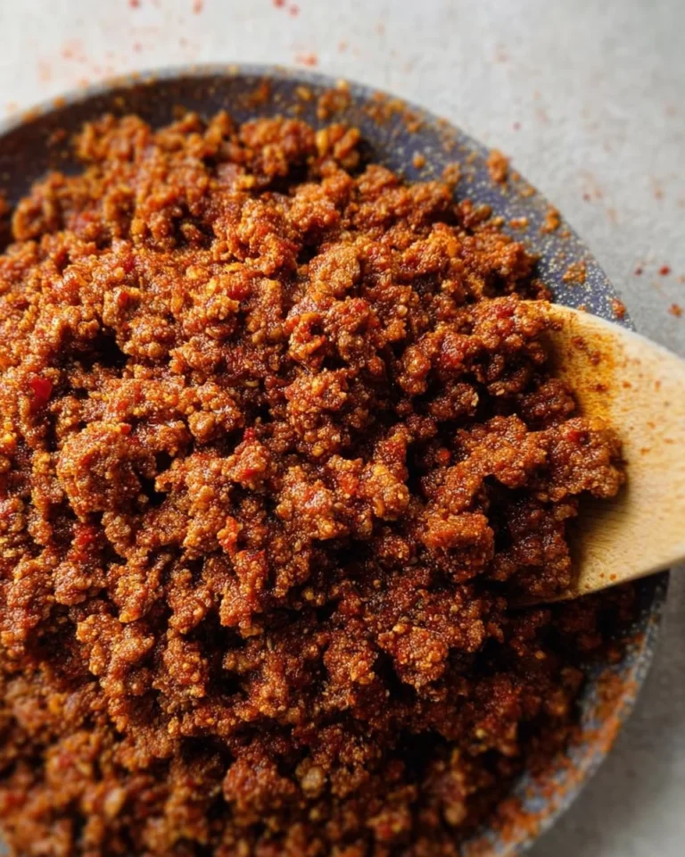 Homemade Mexican chorizo cooking with fresh ingredients and spices