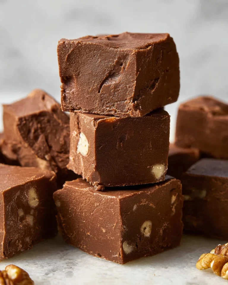 Delicious Million Dollar Fudge with rich chocolate and caramel swirls.