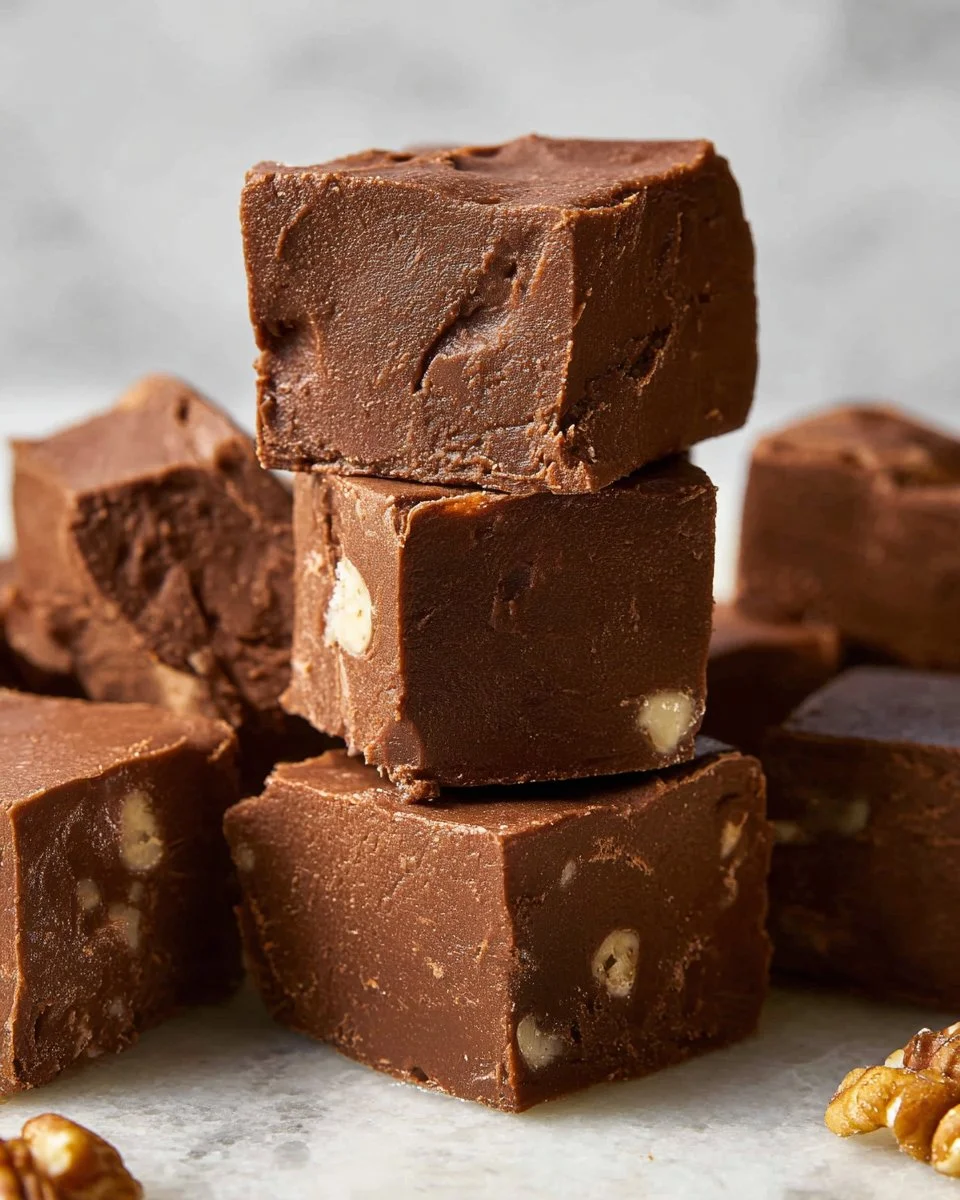 Delicious Million Dollar Fudge with rich chocolate and caramel swirls.