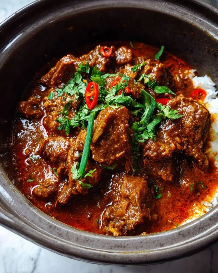Delicious slow cooker lamb curry served in a bowl