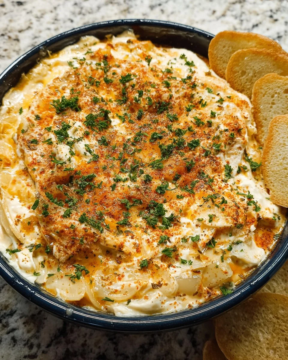 Delicious Tennessee onion dip served with potato chips