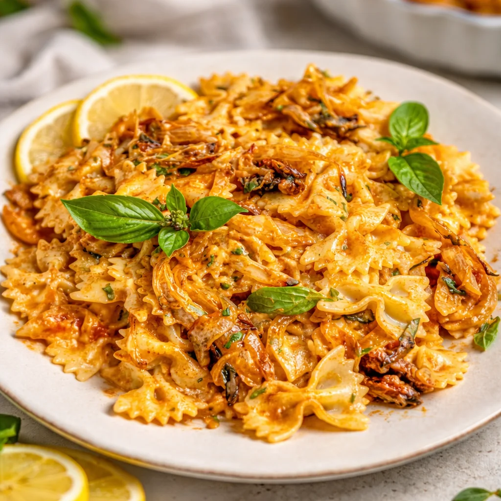 Delicious Caremalized Onion Pasta with rich flavors and a creamy texture