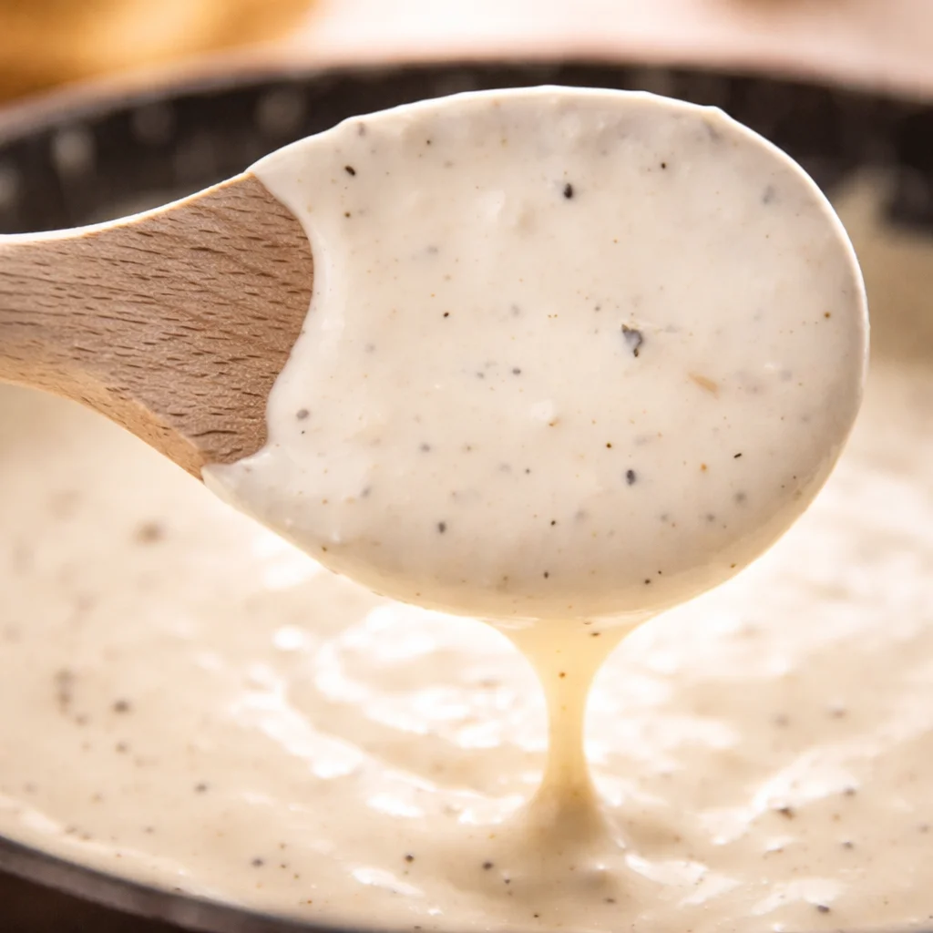 Homemade Alfredo sauce with pasta and fresh ingredients