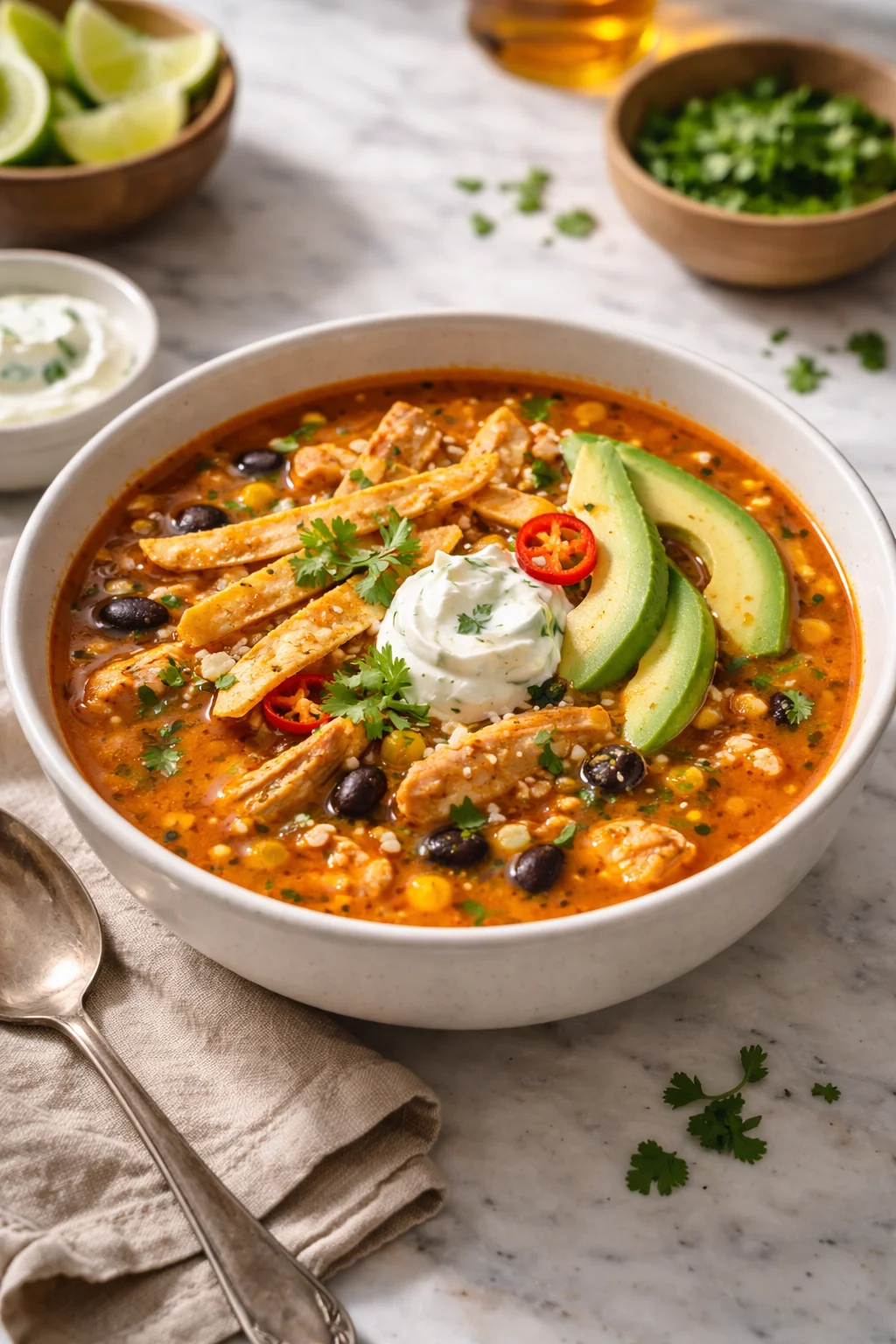 Velvety Chicken Tortilla Soup Delight