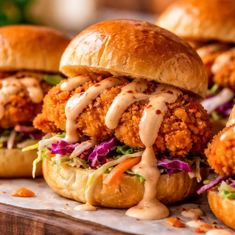 Delicious Bang Bang Chicken Sliders with crispy chicken and spicy sauce