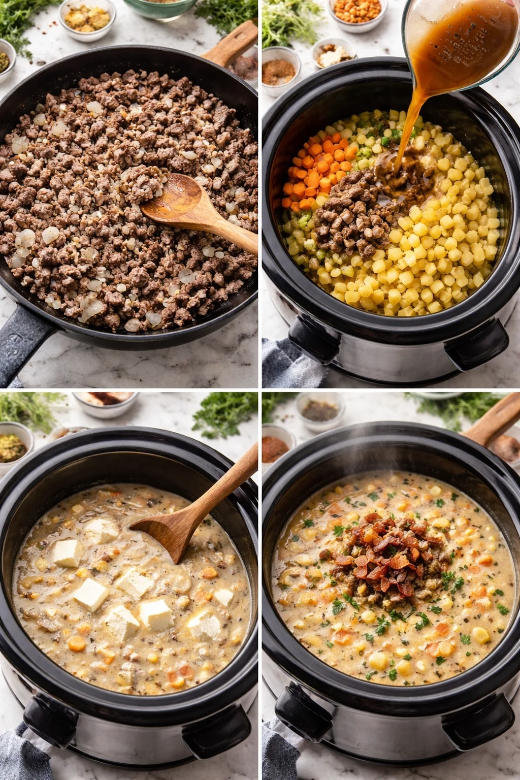 Crock Pot Cheeseburger Soup