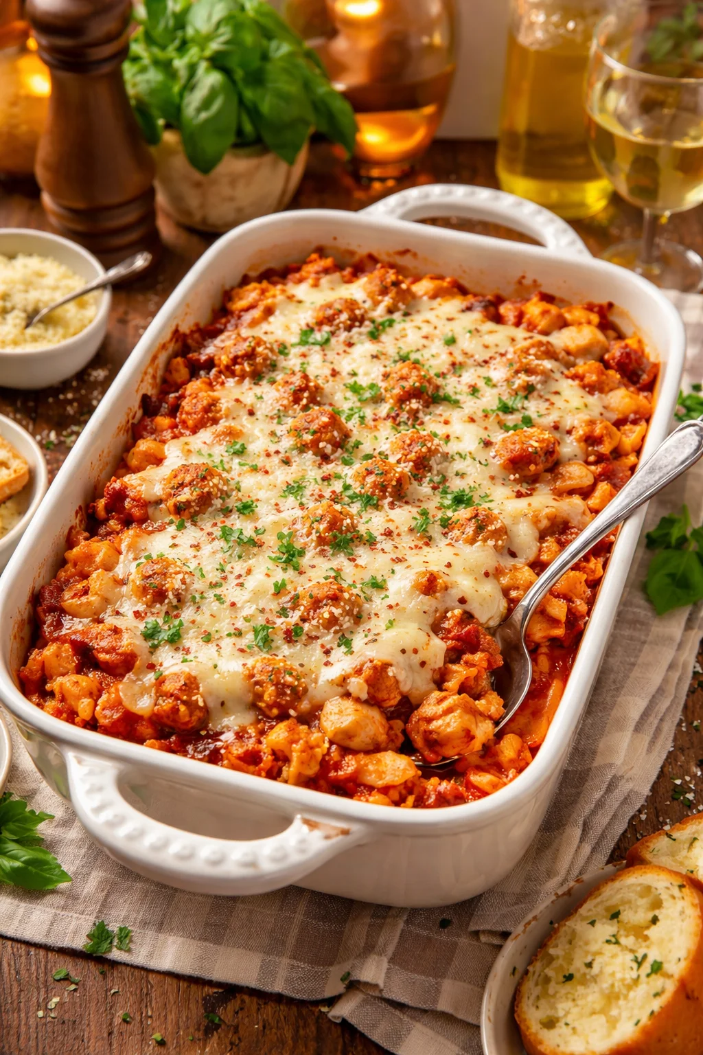 Dump-and-Bake Chicken Parmesan Casserole