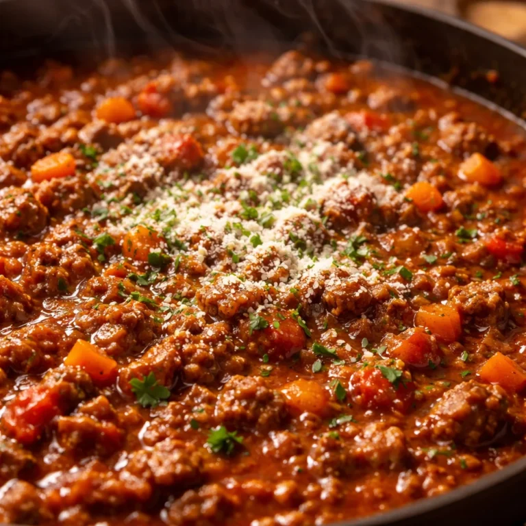 Delicious Gordon Ramsay Bolognese Sauce served over pasta for a hearty meal.