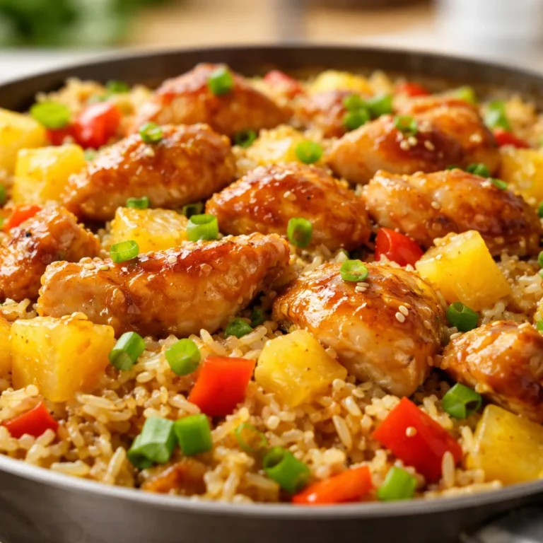 One-Pan Pineapple Chicken & Rice with vibrant colors and delicious flavors