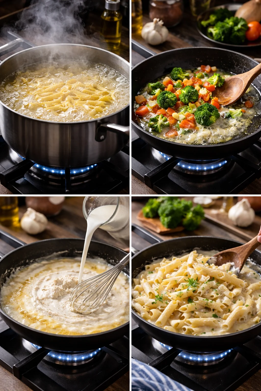 White sauce pasta with vegetables